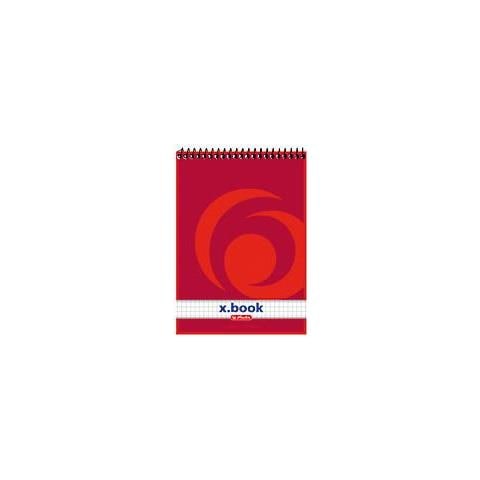 Spiralnotizblock X-book, Din A5, 50 Blatt, Kariert 60 G-qm, Holzfrei, Mit Rotes Deckblatt, Stabiler Karton- (110 - Foto 1