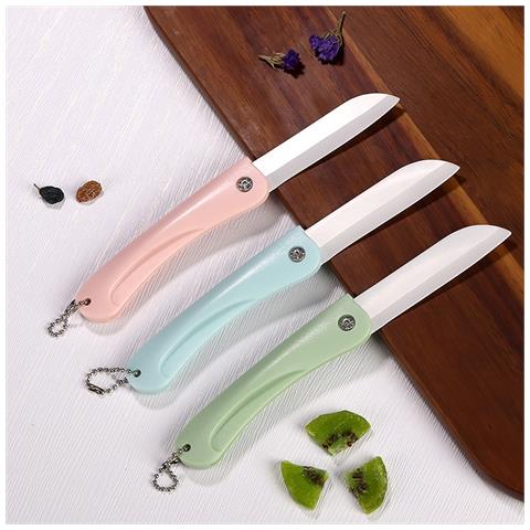 Coltellino Tascabile Pieghevole Con Portachiavi, Lama In Ceramica, Verde Nordico Pink - Foto 2
