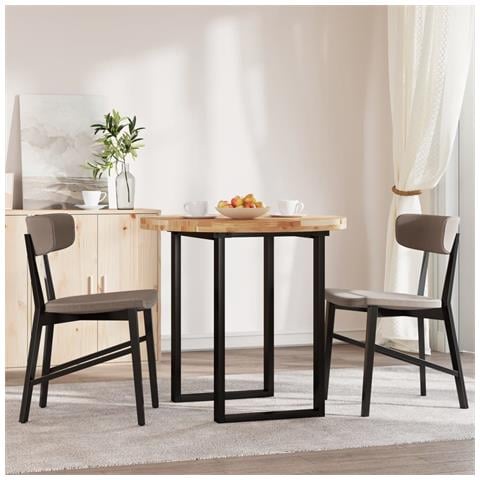 Piano Tavolo Rotondo 80x4 Cm In Legno Massello Di Acacia - Foto 3