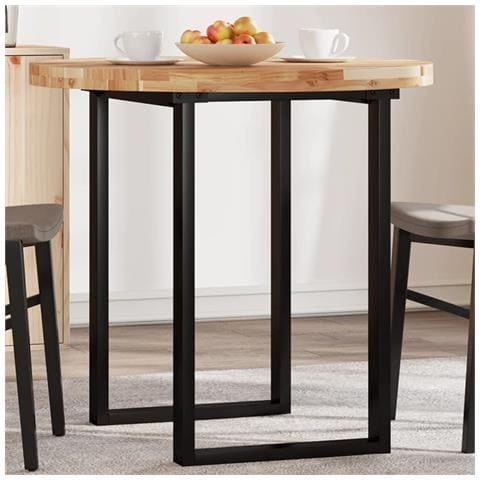 Piano Tavolo Rotondo 80x4 Cm In Legno Massello Di Acacia - Foto 1