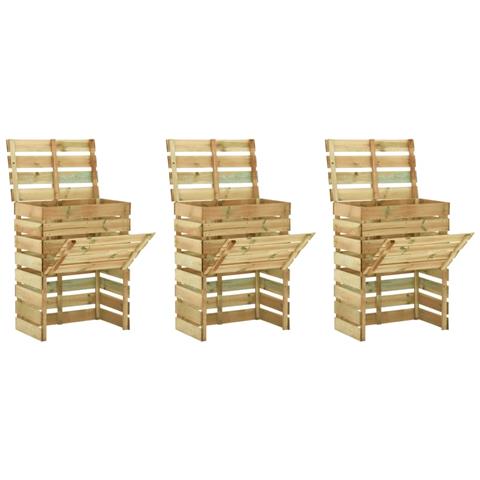 Compostiere Da Giardino Doghe 3 Pz 80x50x100 Cm Pino Impregnato - Foto 1