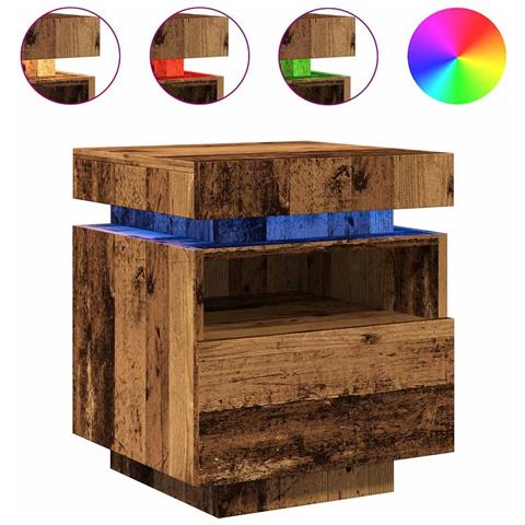 Comodini Con Luci Led 2pz Legno Antico 40x39x48,5 Cm - Foto 2