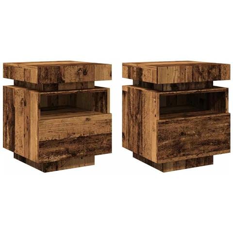 Comodini Con Luci Led 2pz Legno Antico 40x39x48,5 Cm - Foto 3
