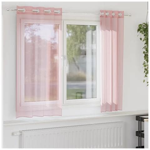 Tende In Voile Con Occhielli 2 Pz Rosa 140x140 Cm - Foto 1