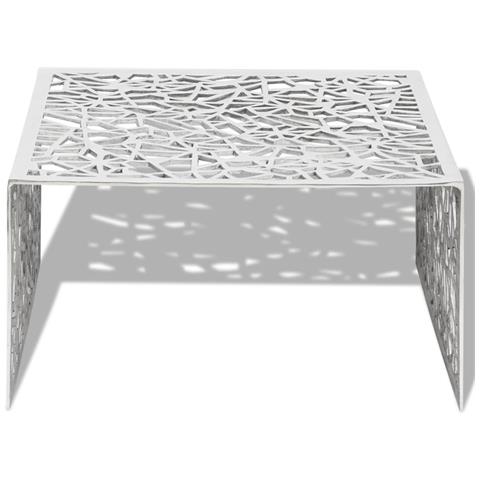 Lusso Casadino -  Tavolino Con Design Geometrico Traforato Argento In Alluminio - Foto 2