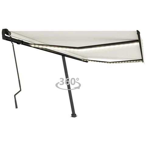 Tenda Da Sole Retrattile Manuale Con Led 400x300 Cm Crema - Foto 2