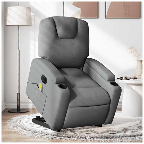 Lusso Casadino -  Poltrona Alzapersona Massaggi Elettrica Grigio Scuro Tessuto - Foto 8