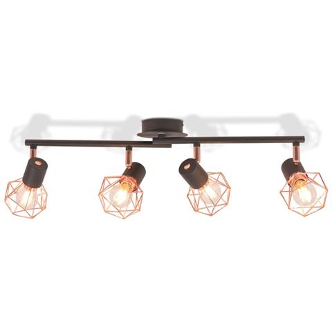 Lusso Casadino - Plafoniera Con 4 Faretti E14 Nera E Rame - Foto 1