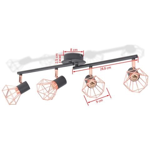 Lusso Casadino - Plafoniera Con 4 Faretti E14 Nera E Rame - Foto 5