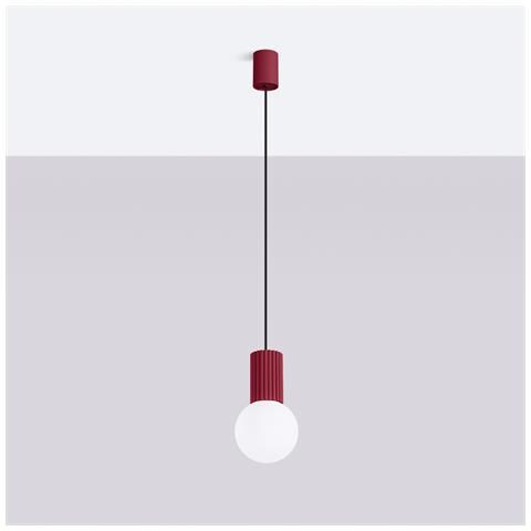 Sollux Lighting Lampada A Sospensione Halo 1 Bordeaux Sl.1749 - Moderno Lampada A Sospensione Borgogna 120x12x12 Cm - Foto 2