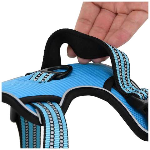 Pettorina per Cani con Strisce Riflettenti Regolabile Blu M - Foto 10