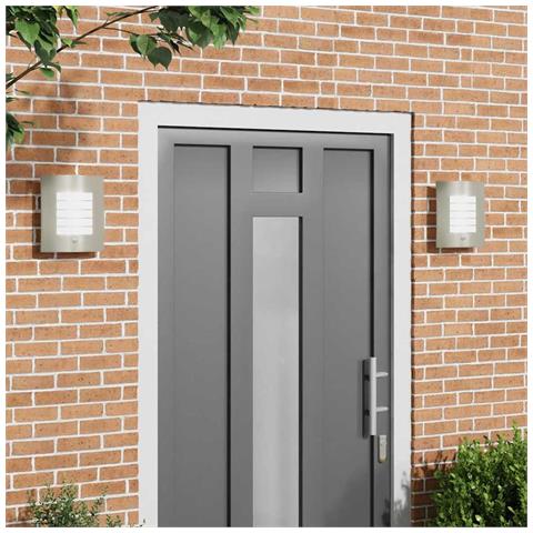 Lampade da parete esterne con sensore 2 pz Acciaio inox Argento IP44 - Foto 2
