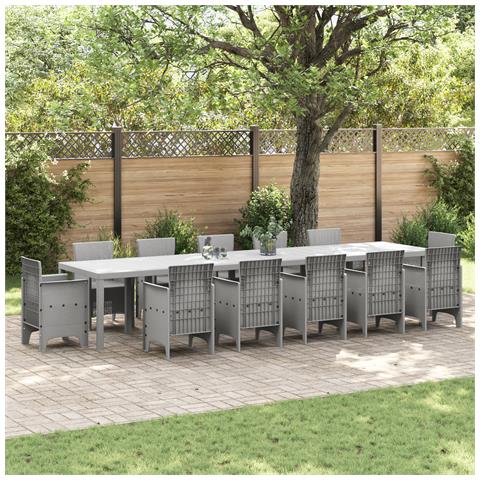 Tavolo da Giardino Grigio Chiaro 400x100x73 cm Polyrattan, Tavolo da Giardino Grigio Chiaro 250x100x73 cm Polyrattan, Tavolo da Giardino Grigio Chiaro 150x100x73 cm Polyrattan - Foto 1