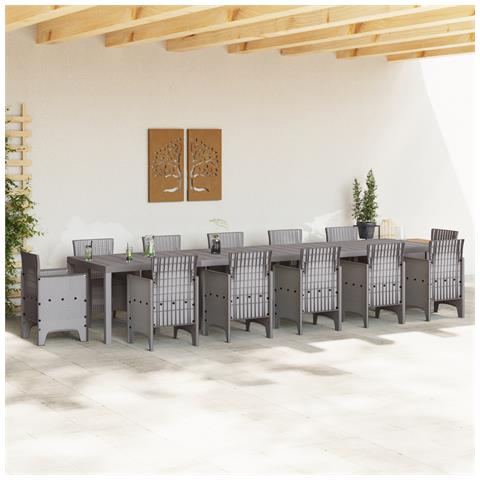 Tavolo da Giardino Grigio Chiaro 400x100x73 cm Polyrattan, Tavolo da Giardino Grigio Chiaro 250x100x73 cm Polyrattan, Tavolo da Giardino Grigio Chiaro 150x100x73 cm Polyrattan - Foto 2