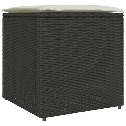 Scatola di Stoccaggio per Esterni Nero e Panna Rattan, Poliestere - Foto 1
