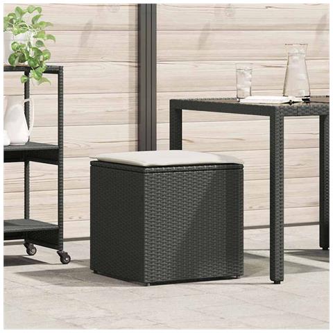 Scatola di Stoccaggio per Esterni Nero e Panna Rattan, Poliestere - Foto 2