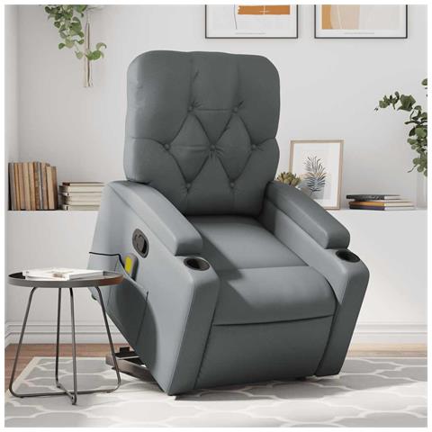 Poltrona Alzapersona Reclinabile Massaggio Grigio Similpelle - Foto 2