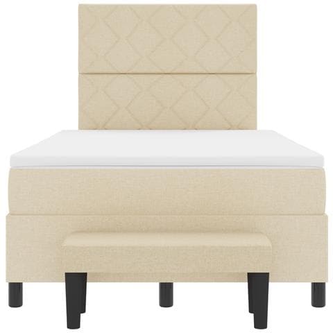 Letto a Box Spring con Materasso e Panchina Crema 120x200 cm Tessuto - Foto 9