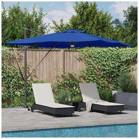 Ombrello a sbalzo Roma con LED Blu Azzurro 286x285x270 cm Alluminio - Foto 2