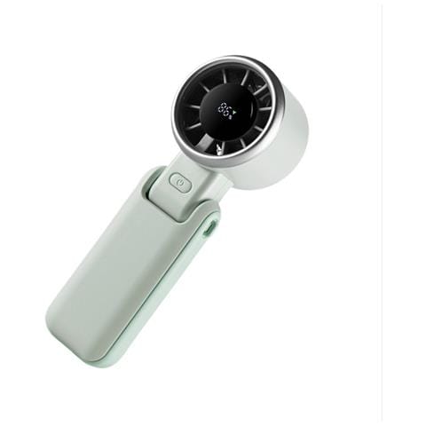 Ventilatore Portatile Ad Alta Velocità Con Display Digitale - Regolabile, Pieghevole E Multifunzionale Green - Foto 2
