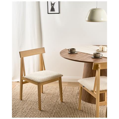 Set Di 2 Sedie Da Pranzo Isle Legno Marrone Chiaro /beige - Foto 1