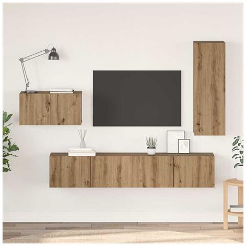 Set mobile TV 4 pcs rovere artigianale 30.5 x 30 x 90 cm - Foto 2