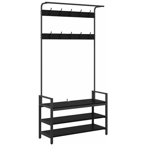 Appendiabiti Rovere nero 95 x 34 x 184 cm Legno multistrato - Foto 1