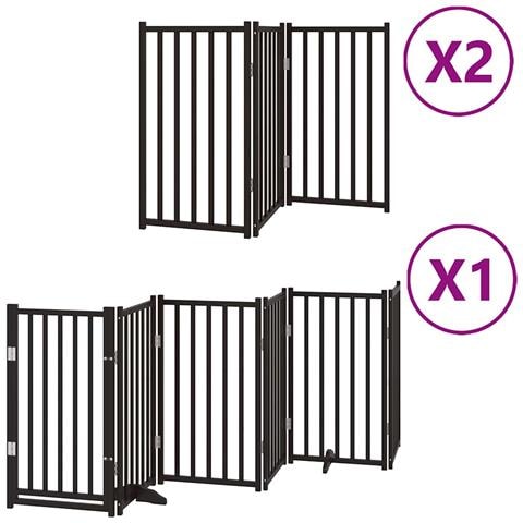 Cancello Cani Porta Pieghevole Nero 12 Pannelli 600 cm Pioppo - Foto 1