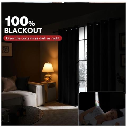 Tenda Oscurante Termica E Antivento Per Inverno Con Anelli Per Soggiorno (pannello Singolo) Navyblue L - Foto 4