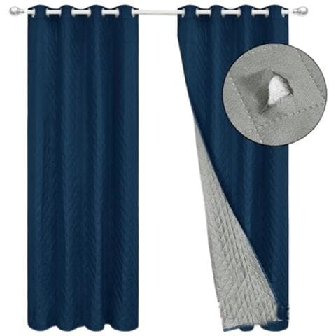 Tenda Oscurante Termica E Antivento Per Inverno Con Anelli Per Soggiorno (pannello Singolo) Navyblue L - Foto 5