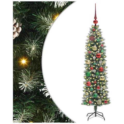 Albero di Natale Artificiale Sottile Verde e Bianco 120 cm - Foto 1