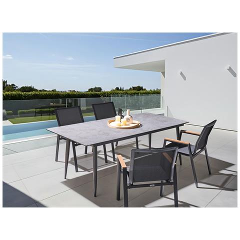 Tavolo Da Pranzo Da Giardino Tolentino 180 Cm 90 Cm Effetto Pietra Grigio Chiaro - Foto 1