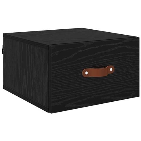Mobiletto da comodino a parete Rovere Nero 35 x 35 x 20 cm - Foto 1