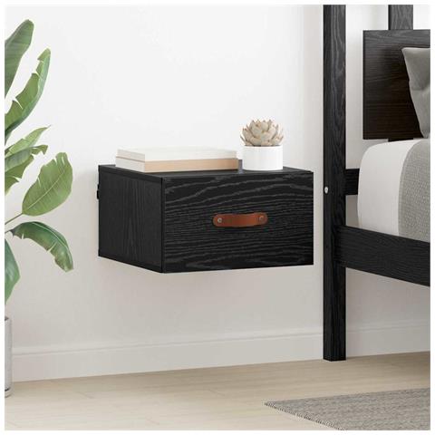 Mobiletto da comodino a parete Rovere Nero 35 x 35 x 20 cm - Foto 2
