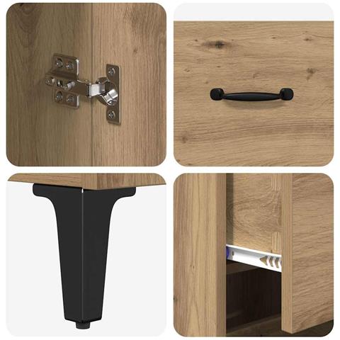 Credenza con cassetto Rovere artigianale 69,5 x 34 x 180 cm - Foto 9