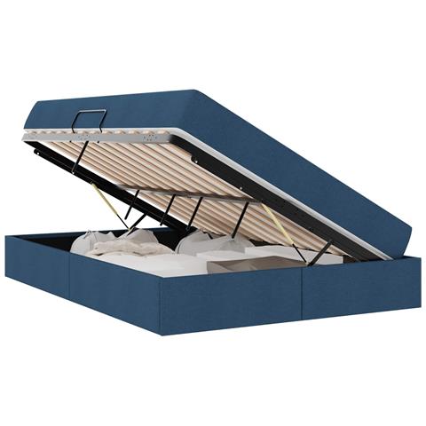 Letto con contenitore e materasso Blu 140 x 190 cm Poliestere - Foto 1