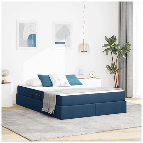 Letto con contenitore e materasso Blu 140 x 190 cm Poliestere - Foto 2