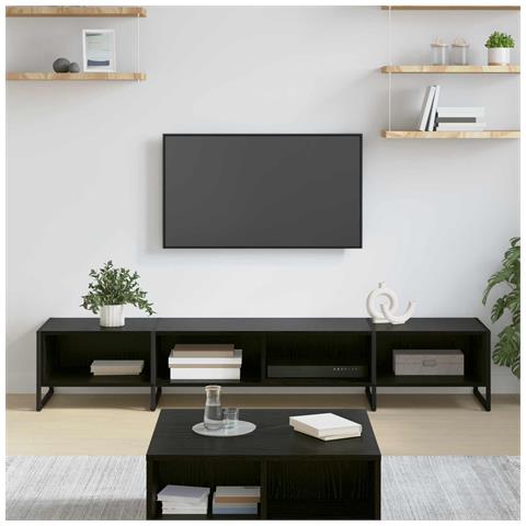 Mobile TV Rovere Nero 170,5 x 36 x 30,5 cm Legno multistrato - Foto 2
