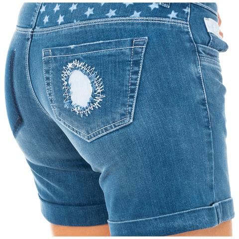 Shorts In Denim Da Donna Con Fondo Orlo E Passanti Per Cintura Lwb002 - Foto 2
