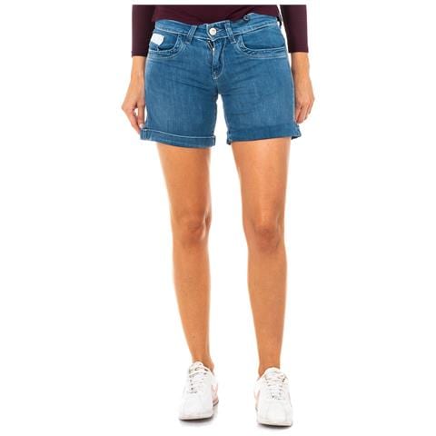 Shorts In Denim Da Donna Con Fondo Orlo E Passanti Per Cintura Lwb002 - Foto 1
