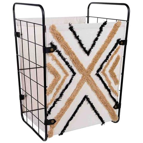 Cesto Portabiancheria In Metallo E Tessuto 46x35x55/63h Cm - Foto 1