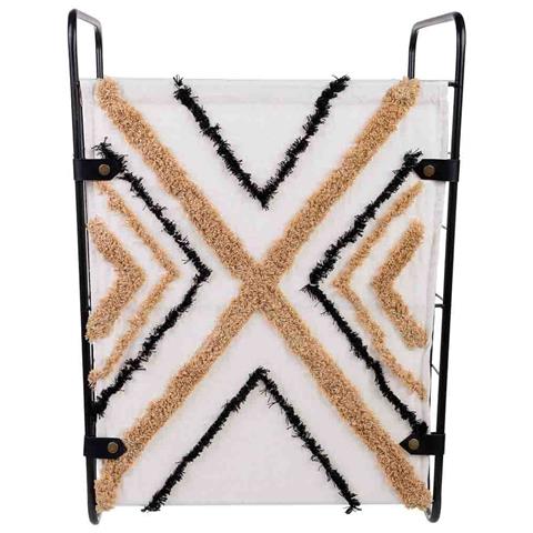 Cesto Portabiancheria In Metallo E Tessuto 46x35x55/63h Cm - Foto 2