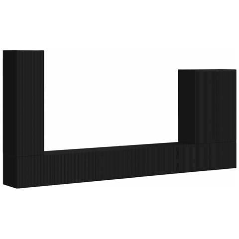 Set di Mobiletto da TV a Parete Montaggio a parete 6 pcs Nero - Foto 1