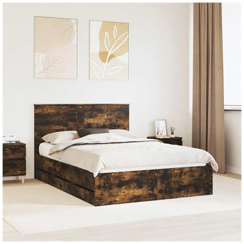 Struttura del letto con cassetto Rovere fumé 140 x 200 cm - Foto 2