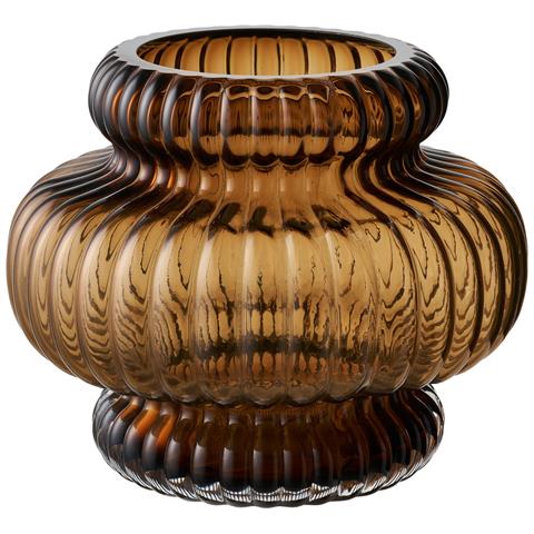 Vaso In Vetro Soffiato A Bocca Marrone Fumé Ø20x16 Cm - Foto 1