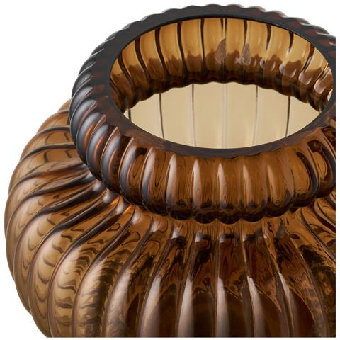 Vaso In Vetro Soffiato A Bocca Marrone Fumé Ø20x16 Cm - Foto 2