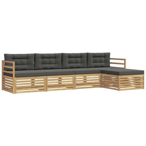 Set di divani da esterno 5 pcs Bianco e Antracite Poliestere - Foto 1