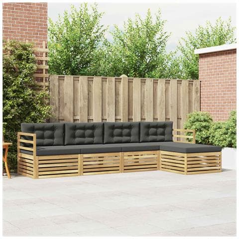 Set di divani da esterno 5 pcs Bianco e Antracite Poliestere - Foto 2