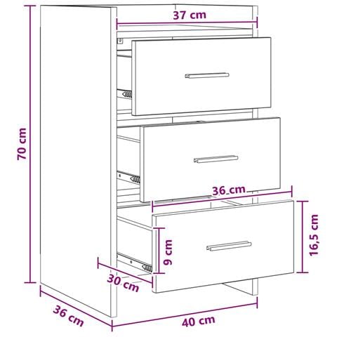 Comodini Sonoma grigio 40 x 36 x 70 cm Legno ingegnerizzato - Foto 9