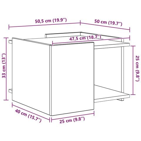 Tavolino da salotto Grigio Cemento 50,5 x 50 x 33 cm - Foto 9